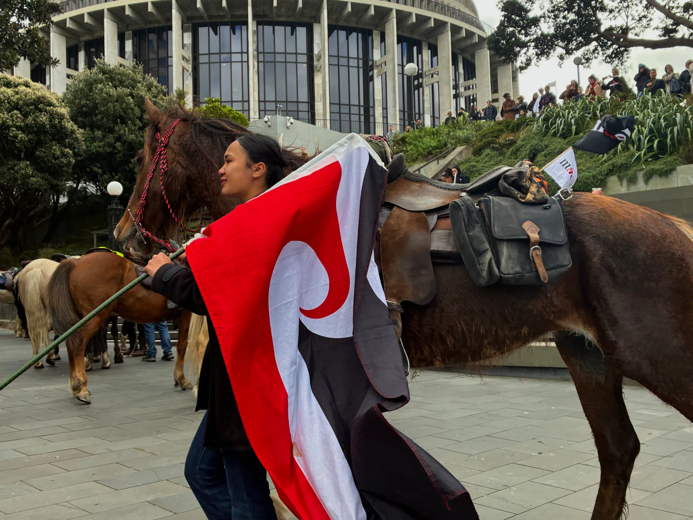 Woman with flag.