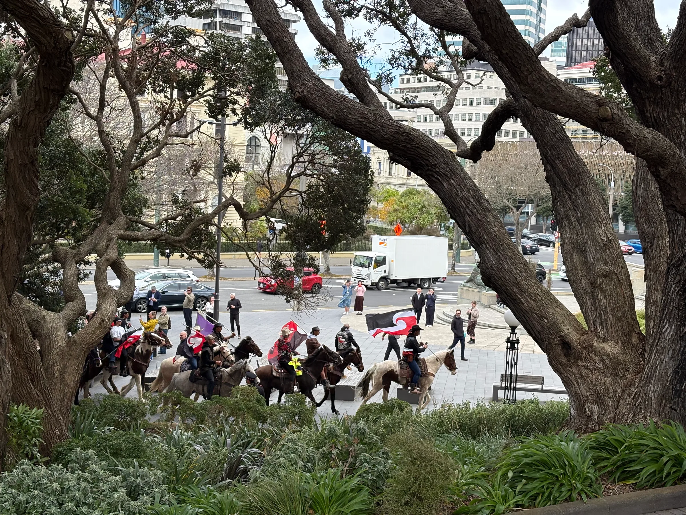Horses on their way to Parliament.